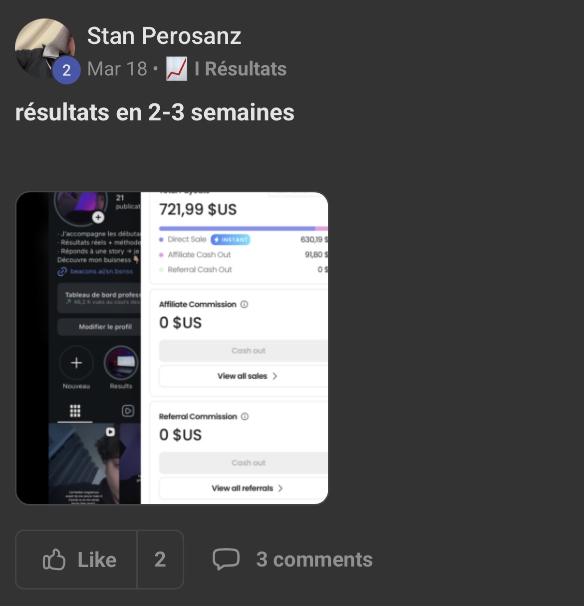 Témoignage Stan Perosanz — Résultats en 2-3 semaines — 721,99 $