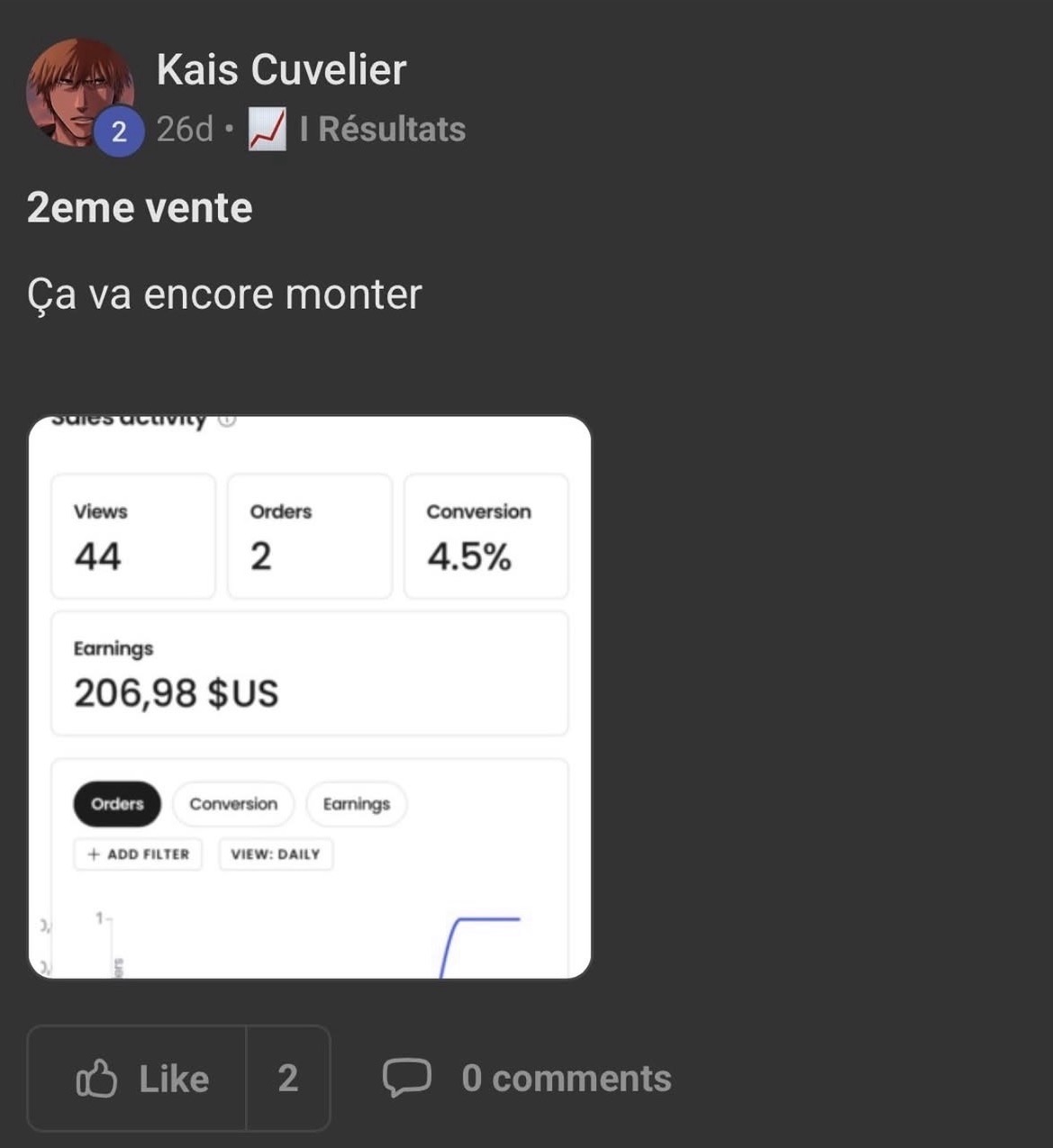 Témoignage Kais Cuvelier — 206 $ — 2e vente
