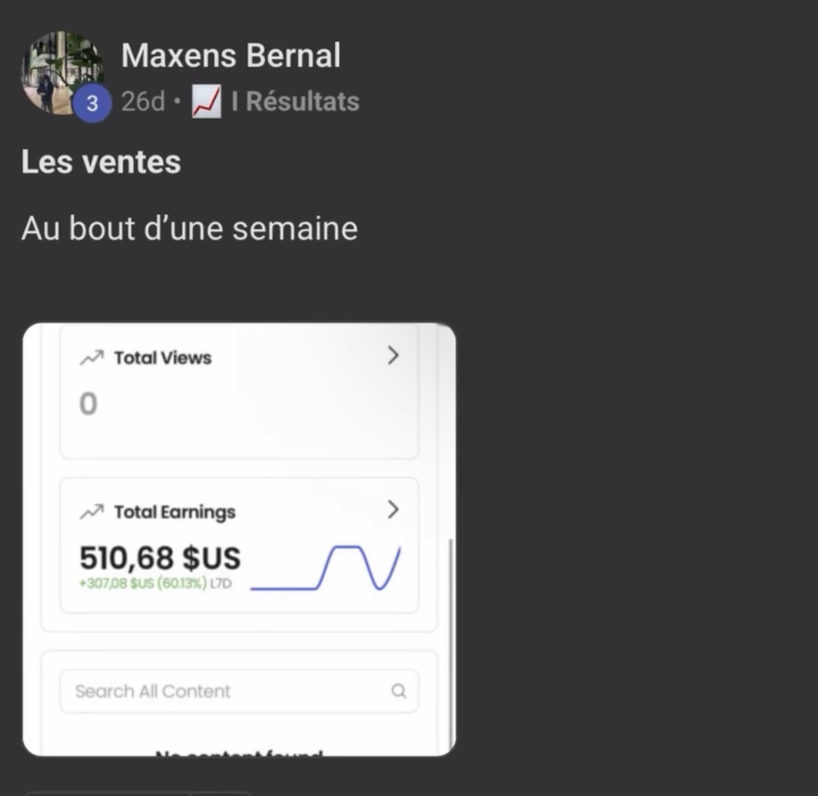 Témoignage Maxens Bernal — 510 $ en une semaine