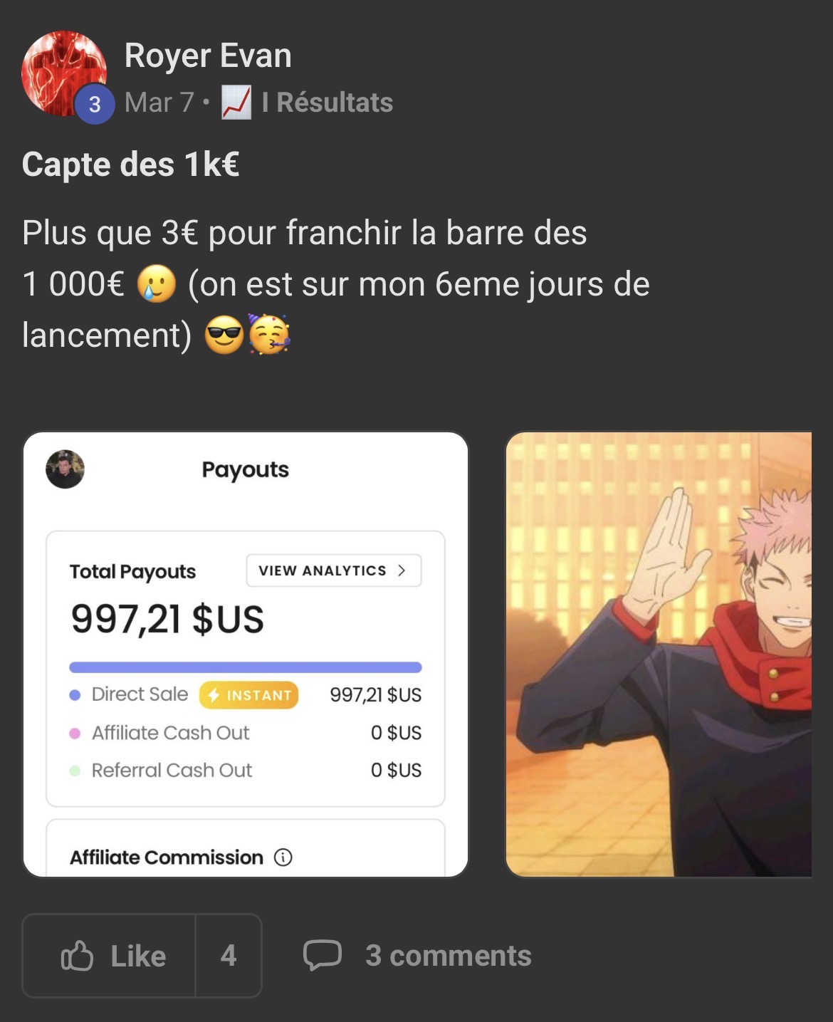 Témoignage Royer Evan — Capte des 1 k€ — 997,21 $